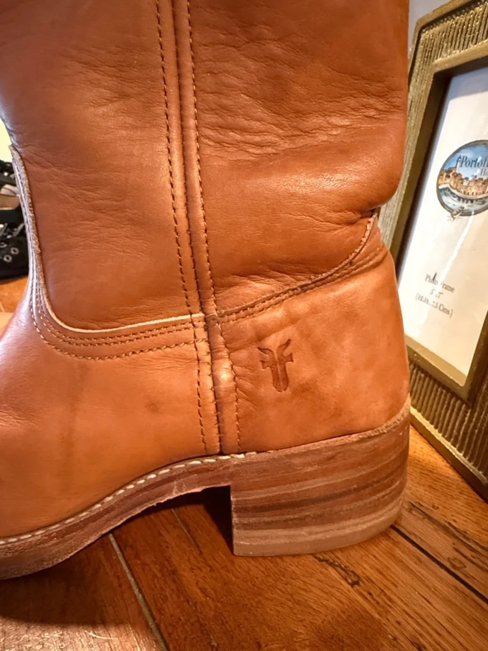 Frye Tan Leather Mid-Calf Boots - Picture 2 of 8